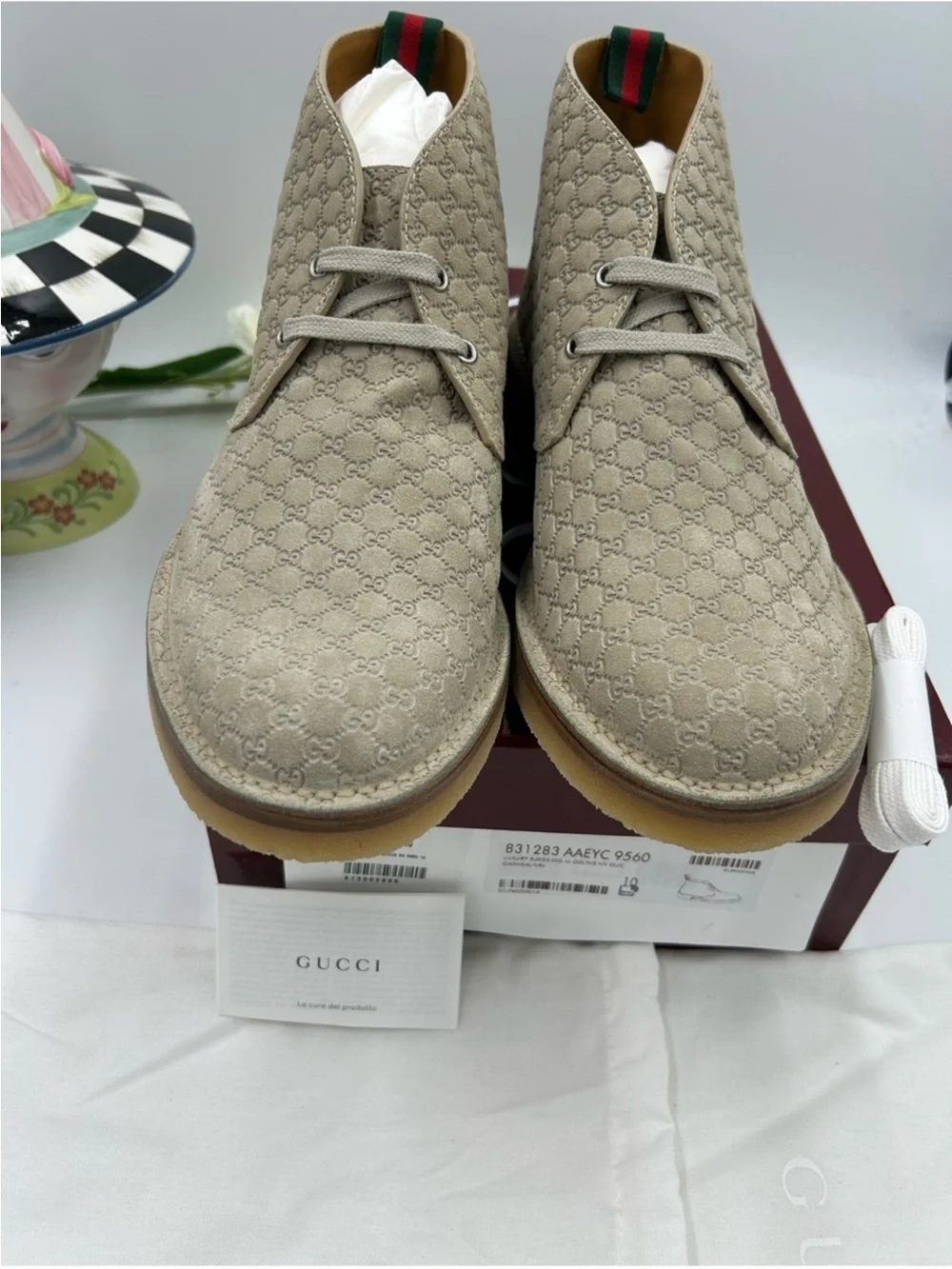 Men’s Gucci GG embossed desert boot size 10 made in Italy